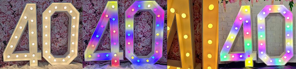 hire our 4-foot light up number 40 for your birthday party in Leeds and West Yorkshire