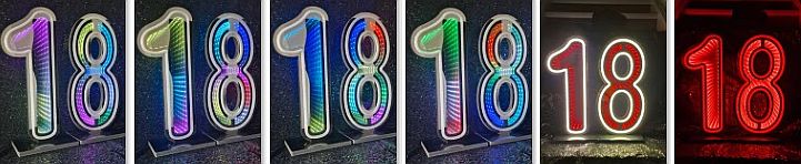 infinity LED neon number 18 available to hire in Leeds