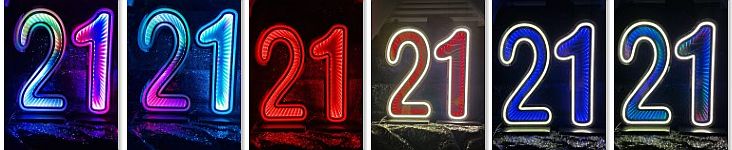 infinity LED neon number 21 available to hire in Leeds