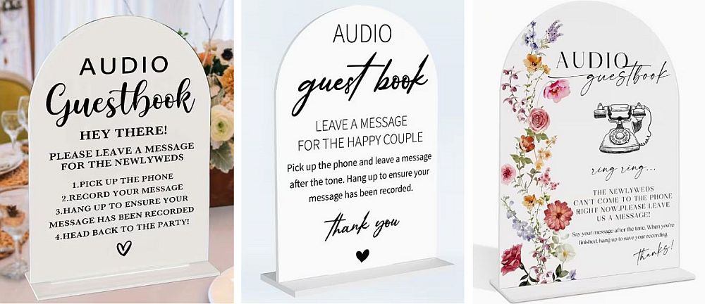 audio guestbook signage, available to hire for weddings in West Yorkshire